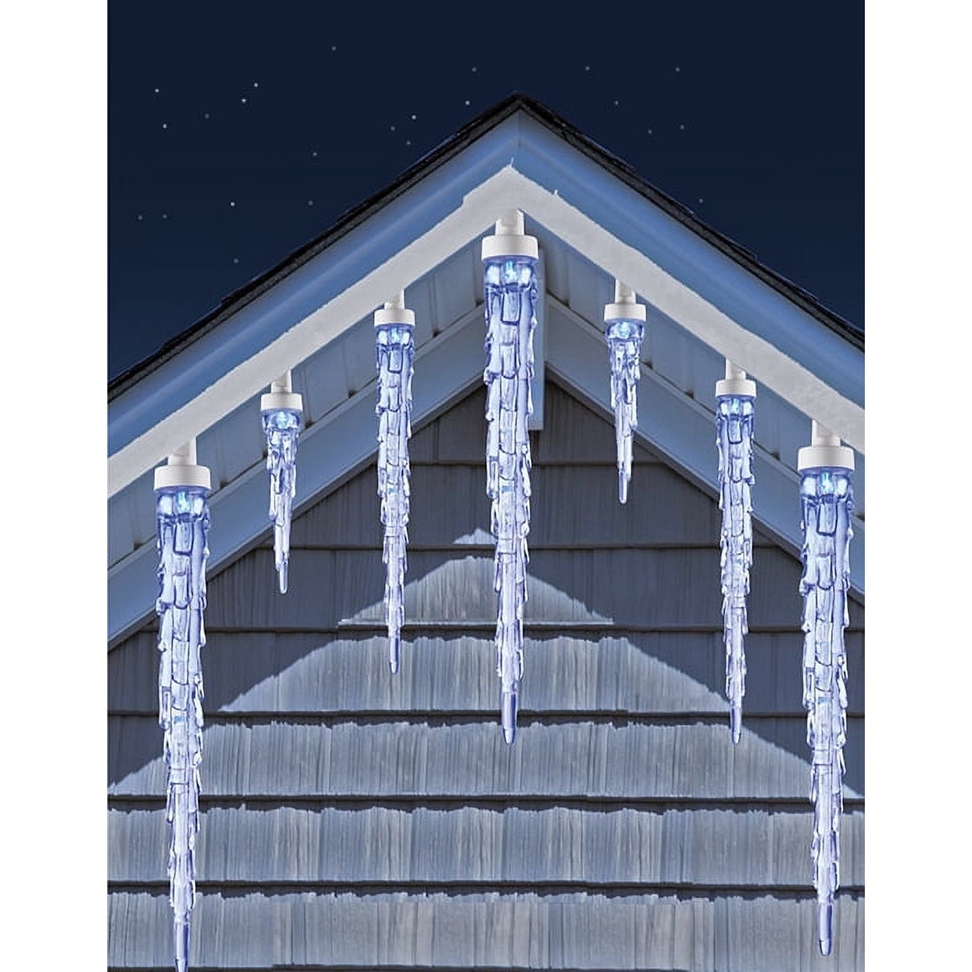 Indoor/Outdoor 25-Count LED Random Twinkling Christmas Icicle Lights, Blue, White Wire, 12', by Holiday Time