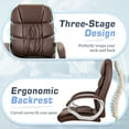 thumbnail image 5 of Lacoo Leather High Back Office Chair Ergonomic Executive Office Chair Swivel Computer Desk Chair Lumbar Support Soft Cushioned Padded Arms, Brown, 5 of 7