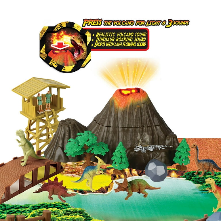 Dinosaur playset 2024 with volcano