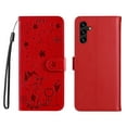 thumbnail image 2 of SaniMore for Samsung Galaxy A13 5G 6.5" 2021 Case, PU Leather Skin with Embossed Cat Flip Magnetic Cover Card Slots Kickstand Detachable Lanyard Full Around Wallet Case for Galaxy A13 5G, Red, 2 of 10