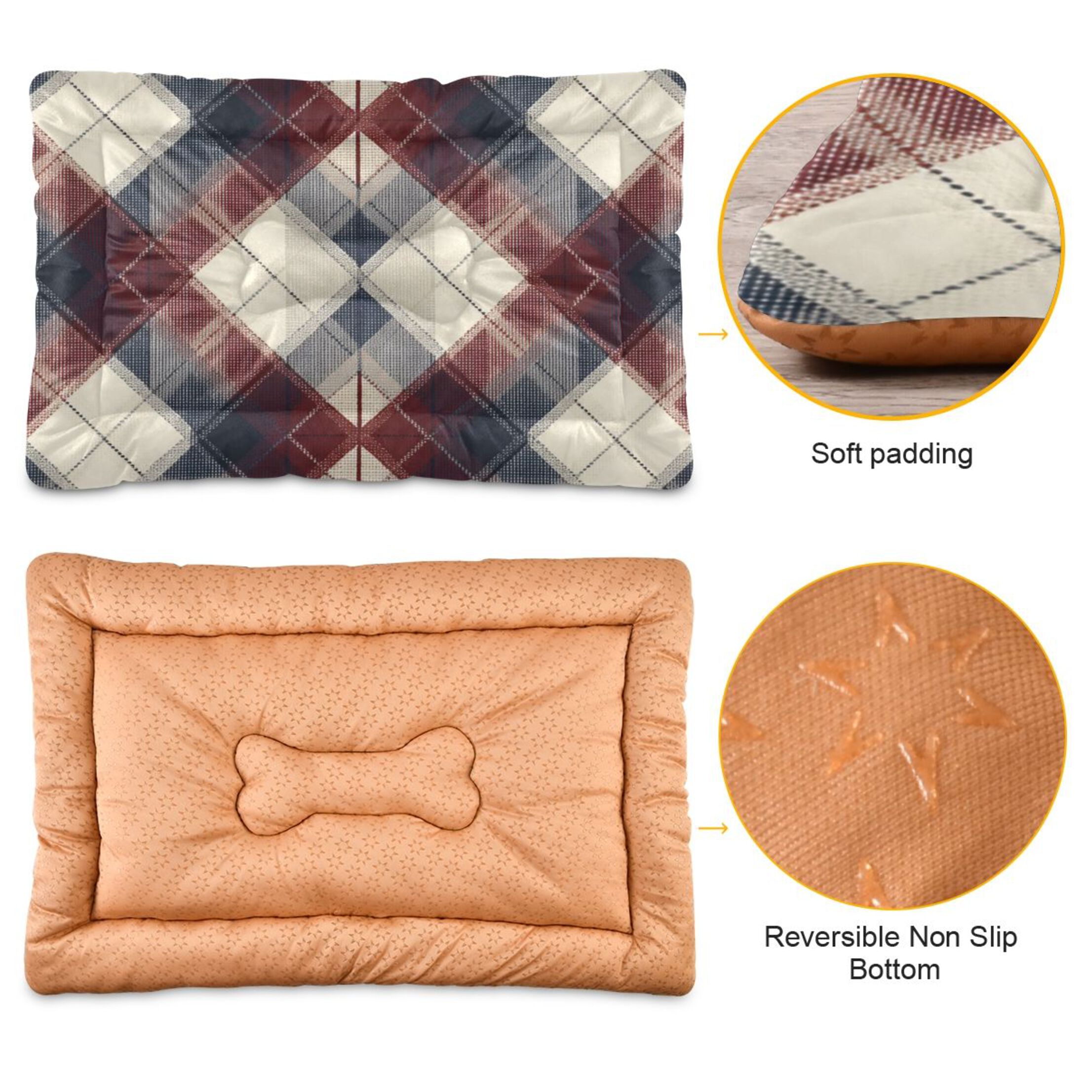 Cozy Mat Pet Bed Indoor Outdoor Warm Soft For Cat Dog Puppy(S/M) Plaid in Navy Blue