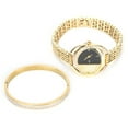 thumbnail image 2 of Conjunto de joyería Bling Bling reloj movimiento de cuarzo pulsera acero titanio dorado, 2 of 14