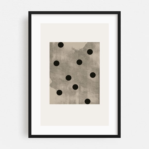 Minimalistic Mid-century Art - Mixed Media Abstract Geometric Minimalist Modern Art Pattern Black and White Black Framed Wall Art Print 5 x 7 inches