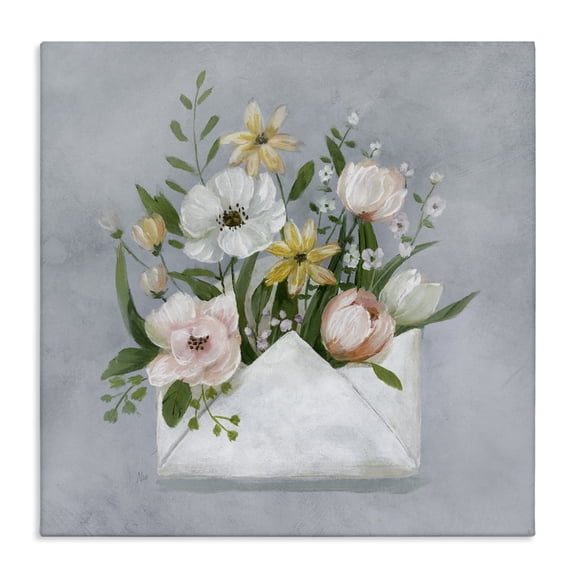 Stupell Industries French Country Blooming Postal Flowers Canvas Art, 36 x 36, by Nan