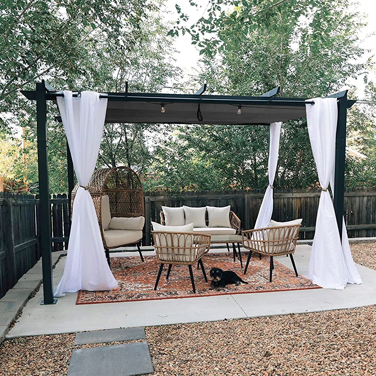 PURPLE LEAF Outdoor Retractable Pergola with Sun Shade Canopy 10' x 13