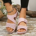 thumbnail image 2 of Women's Summer Casual Sandals Comfortable Wedge Platform Height Increasing Slip On Floral Decor Sandals Wide Fit Lightweight Outdoor Walking Sandals, 2 of 9