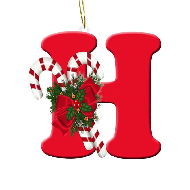 Personalized Acrylic Christmas Tree Ornaments Alphabet Letter Decorations with Santa Hat Design for Party Xmas Decoration Pendant Hanging Decor