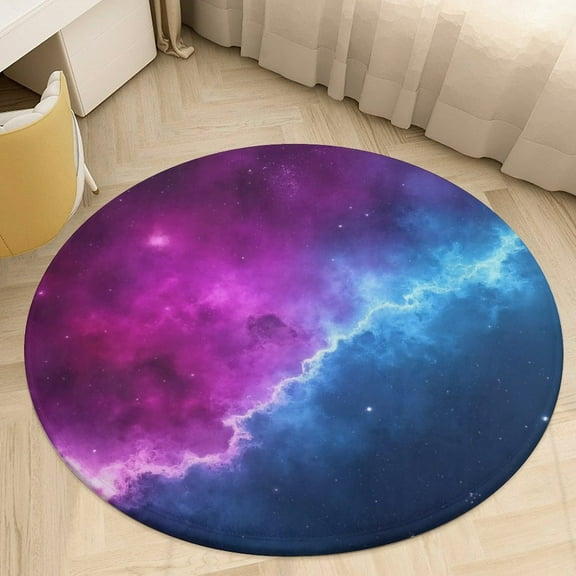 Galaxy Nebula Dream-3 Round Area Rugs for Bedroom Living Room, 4FT Soft Comfy Indoor Circle Carpets, Floor Mat