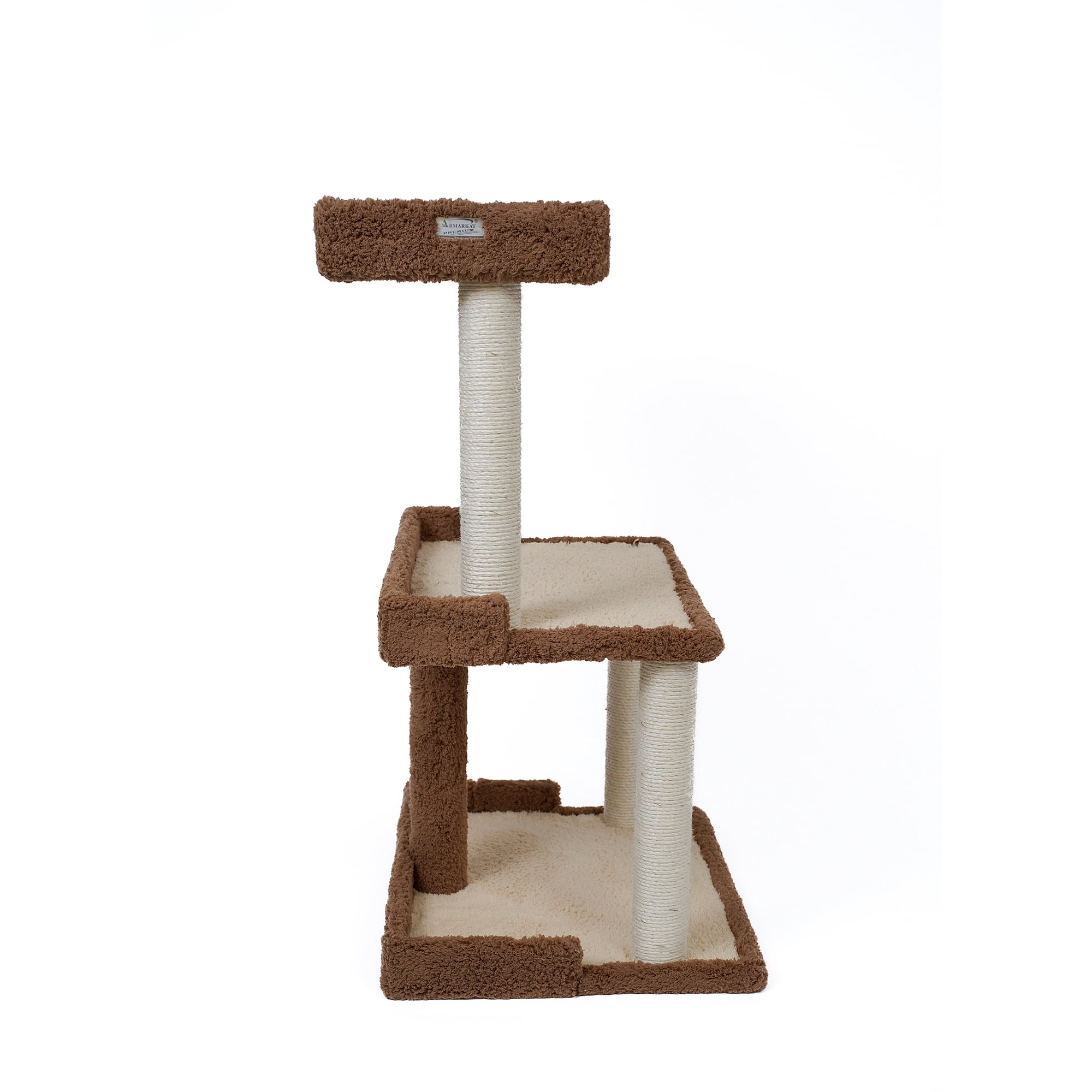 Armarkat Cat Tree for Large Cats, 41" Real Wood Cat Tower with Scratching Posts & Plush Perches, Multi-Level Activity Center with Condo, Coffee Brown (Model B4120)