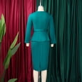 thumbnail image 6 of AURA Plus Size Elegant Round Neck Pencil Midi Dress Nine Sleeve High Waist Office African Work Dress with Belt, 6 of 10