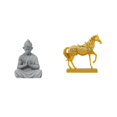 thumbnail image 1 of Estatua de Buda mono con forma de caballo, escultura de Sun Wukong, animal coleccionable en miniatura, resina grabada para hotel, patio, jardín, hogar, 1 of 8