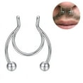 thumbnail image 2 of 1 Pcs Nose Rings Hoop 18 Gauge Non Piercing Stainless Steel Clip On Septum Clicker Nose Hoop Ring Piercings Jewelry For Women Men, 2 of 9