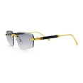 thumbnail image 6 of Bevel Lens Rimless Hustler Retro Gangster Rapper Rectangle Luxury Sunglasses Gold - Smoke, 6 of 8