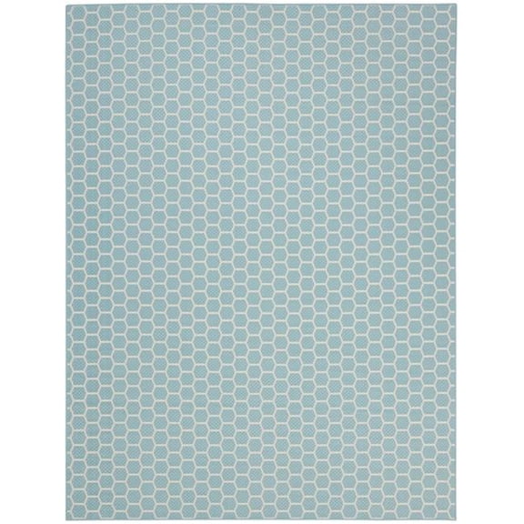 HomeRoots 556305 8 x 10 ft. Aqua & Ivory Geometric Indoor & Outdoor Rectangle Area Rug