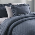 thumbnail image 4 of JML 3 Piece Quilt Set Queen,Stone Washed Microfiber Bedspread Coverlet,Dark Blue 88"x92", 4 of 5