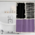 thumbnail image 3 of Purple Black Shower Curtain, Waterproof Shower Curtains for Bathroom, Farmhouse Striped Modern Abstract Art Washable Fabric Bathtub Curtain Set Bath Decor with 12 Hooks Stall 36"x72", 3 of 8