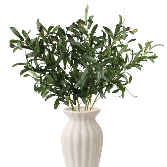 Hagao Artificial Olive Branches, 6 Pack, 37 inch Faux Olive Stems with Leaves and Fruits for Vase Fillers and Home Decor