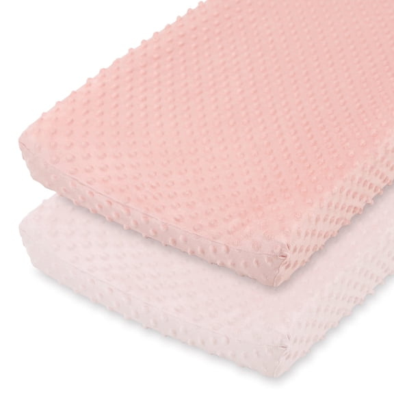 The Peanutshell Minky Dot Changing Pad Cover, Ultra-Soft Changing Table Pad Cover, Pink, 2 Pack