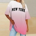 thumbnail image 2 of MIUOWANP Women's Raglan Elbow Sleeve Top Gradient Color Letter Print Loose Breathable Casual Round Neck T-Shirt Size M(6)Pink, 2 of 4