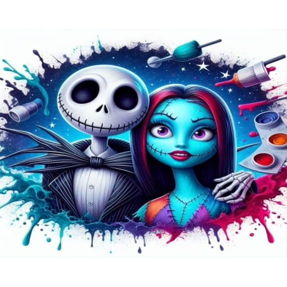 DIY 5D Round Full Drill Art Perfect for Relaxation and Home Wall Decor，Diamond Painting Kits for Adults,(The Nightmare Before Christmas 12x16inch)