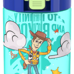 Zak Designs 16oz Toy Story Durable Plastic Jubilation Water Bottle with Folding Handle and Push Button, Locking Lid