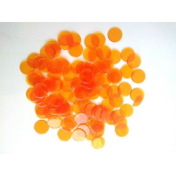 Plastic Non Magnetic Bingo Chips 7/8" Size Bags Of 100 Color Orange