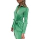 thumbnail image 4 of VISgogo, minivestido camisero para mujer, Color sólido, cuello vuelto, manga larga, vestido con botones, vestido informal de primavera para mujer con cinturón VISgogo moda, 4 of 6