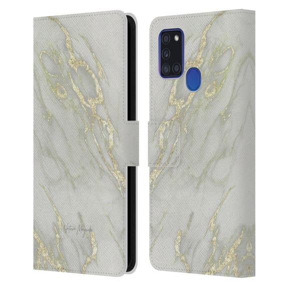 Head Case Designs Officially Licensed Nature Magick Marble Metallics Yellow Leather Book Wallet Case Cover Compatible with Samsung Galaxy A21s (2020)