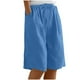 thumbnail image 2 of Neewe Womens Knee Length Pants Casual Plain Shorts Summer Drawstring Elastic Waist Comfy Shorts with Pockets, 2 of 8