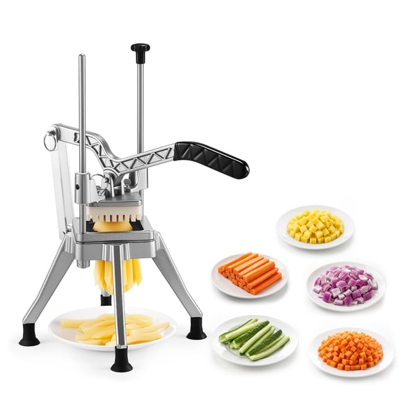 VEVOR French Fry Cutter, 1/4" Blade Commercial Potato Chopper, Lever-Action Vegetable Dicer with Ergonomic Handle, Stainless Steel Potato Slicer for Thin Cut Fries