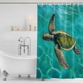 thumbnail image 2 of Teal Sea Turtle Coastal Shower Curtain Set - Standard 72" x 72" Washable Bathtub Curtain with 12 Hooks, Nautical Summer Ocean Beach Waterproof Fabric Stall Shower Curtains for Bathroom/Bathtub Décor, 2 of 6