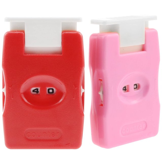 AYLIFU Contador de Tejer 2 Unidades Mini Contador de Ganchillo Contador Manual de Tejer Herramienta de Marcado de Tejer plástico (Rojo y Rosa)