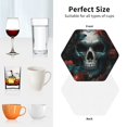 thumbnail image 4 of KLL Drink Coasters Set Hexagon of 4,PU Leather Absorbent Coasters Set Decorative Coffee Cup Coasters Housewarming Gift for Home Decor-Butterfly Flower Skull, 4 of 5