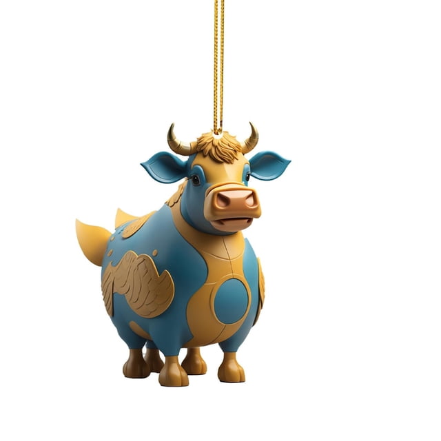 Fiudx Lindo Colgante de Coche de Vaca, Adorno para Árbol de Navidad, Decoración Única para El Hogar, Multiusos, Ideal para Regalar En Fiestas, Colgar En Árboles, Bolsos o Espejos, Ideal para Navidad