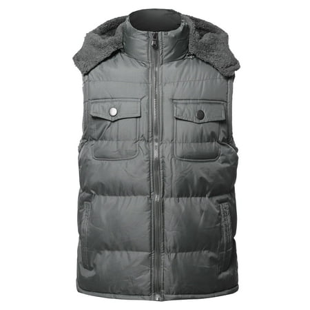 - FashionOutfit Men's Casual Detachable Hood Chest Pockets Puffer Vest
