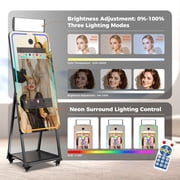 Magic Mirror Photo Booth Machine with 12MP 4K HD Camera, 32 Interactive Touchscreen,Instant Print Share Photo Booth,CHACKTOK VIP,Remote Control RGB Rlight,Perfect for Parties(Android,Flight Case)