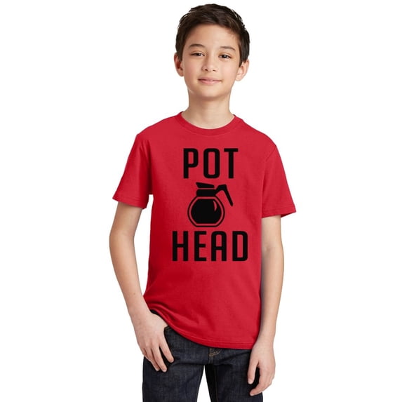 P&B Coffee Pot Head Youth T-shirt, Red, L
