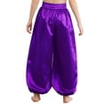 thumbnail image 2 of iiniim Kids Girls Satin Belly Dance Harem Wide Leg Trousers Palazzo Pants Bloomer Dancewear Purple 14, 2 of 7