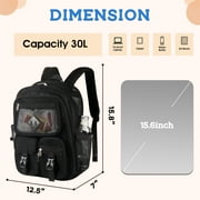 Dakimoe Mesh Backpack School Backpacks Large Capacity See Through Bookbag Stadium Approved with Multiple Compartments Pockets for School(Black)
