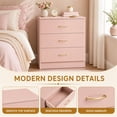 thumbnail image 3 of SESSLIFE 3 Drawer Nightstand, Pink Night Stand with Gold Handles, Wood Bedside Table Storage Cabinet, Multi-Scene Furniture for Bedroom, Living Room, 3 of 8
