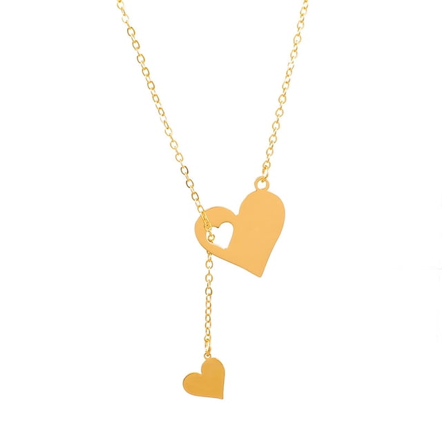 Collares para las Mujeres, Regalo Corazón Rosario Collar Acero Inoxidable Oro Accesorios de Moda para la Niña, Regalos de las Mujeres para Navidad Día de San Valentín