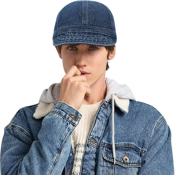 YooGuoGuo Short Brim Baseball Cap 100% Denim Cotton Caps Classic Dad Cap for Men Women Unstructured Flat Bill Hat Snapback Caps