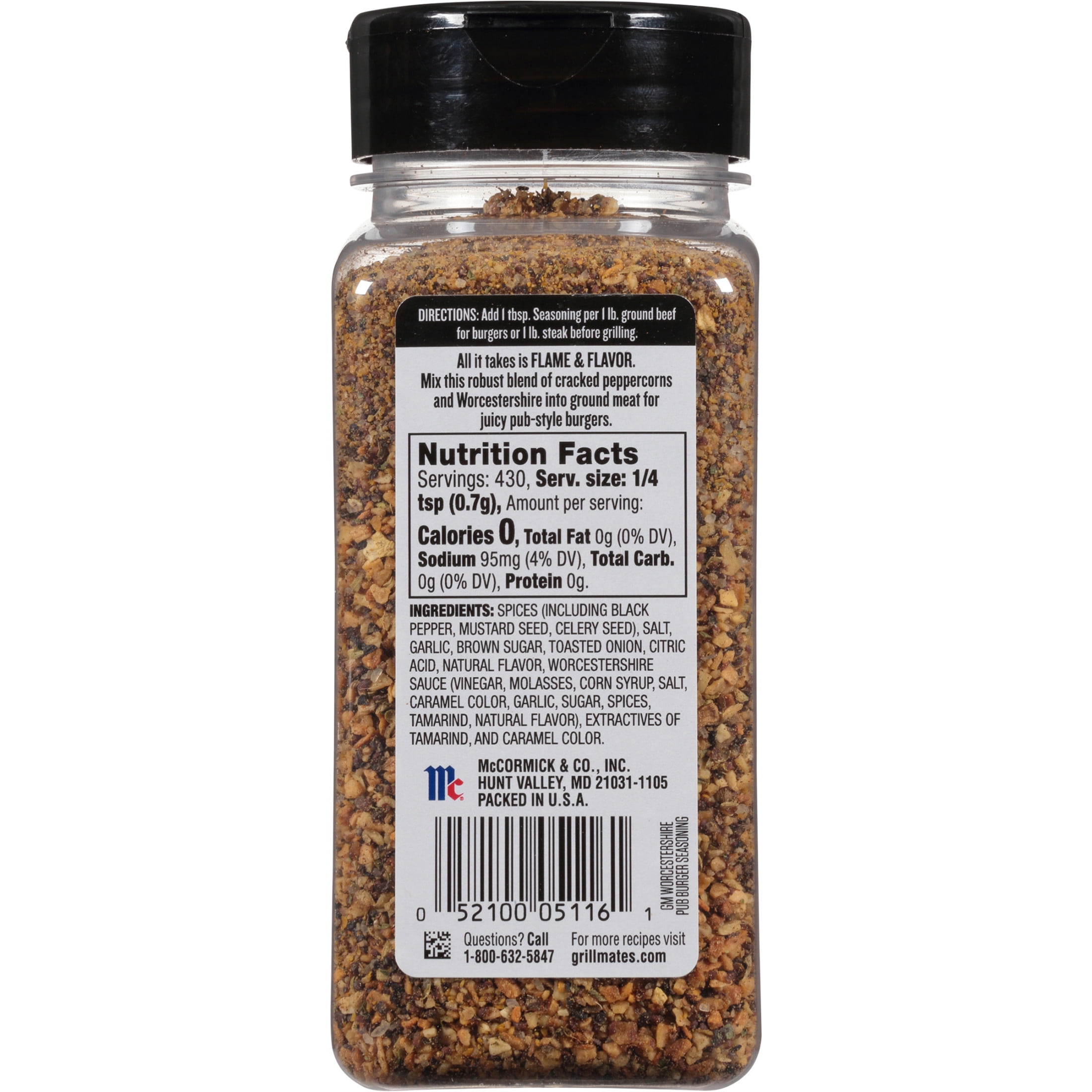 McCormick Grill Mates Kosher Worcestershire Pub Burger, 10.62 oz Bottle