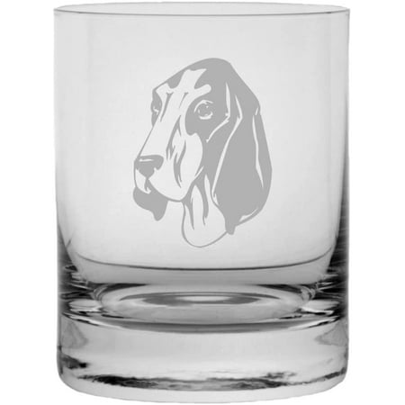

Gascon Saintongeois Dog Themed Etched 11oz Crystal Rocks Whisky Glass