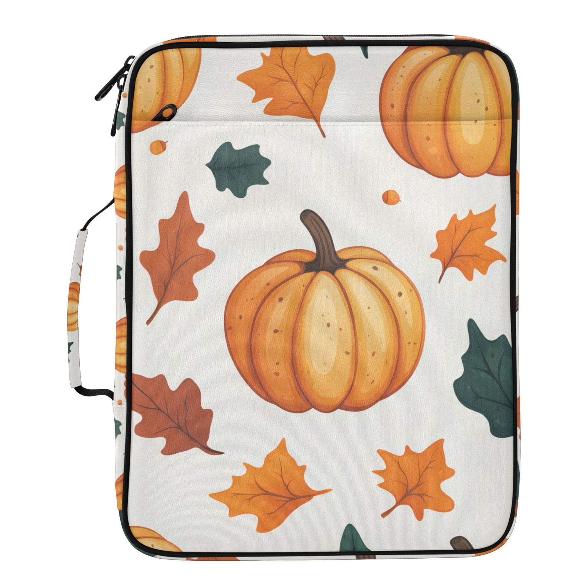 FORMRS Accordion File Folder A4 Size 7-Pocket Expanding Document Organizer Bag with 3 Ring Binder, Pumpkins Pattern