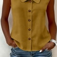 thumbnail image 7 of Lzobxe Womens Tank Tops Peter Pan Collar Sleeveless Button-down Linen Blend Casual Summer,Size S-3XL, 7 of 7