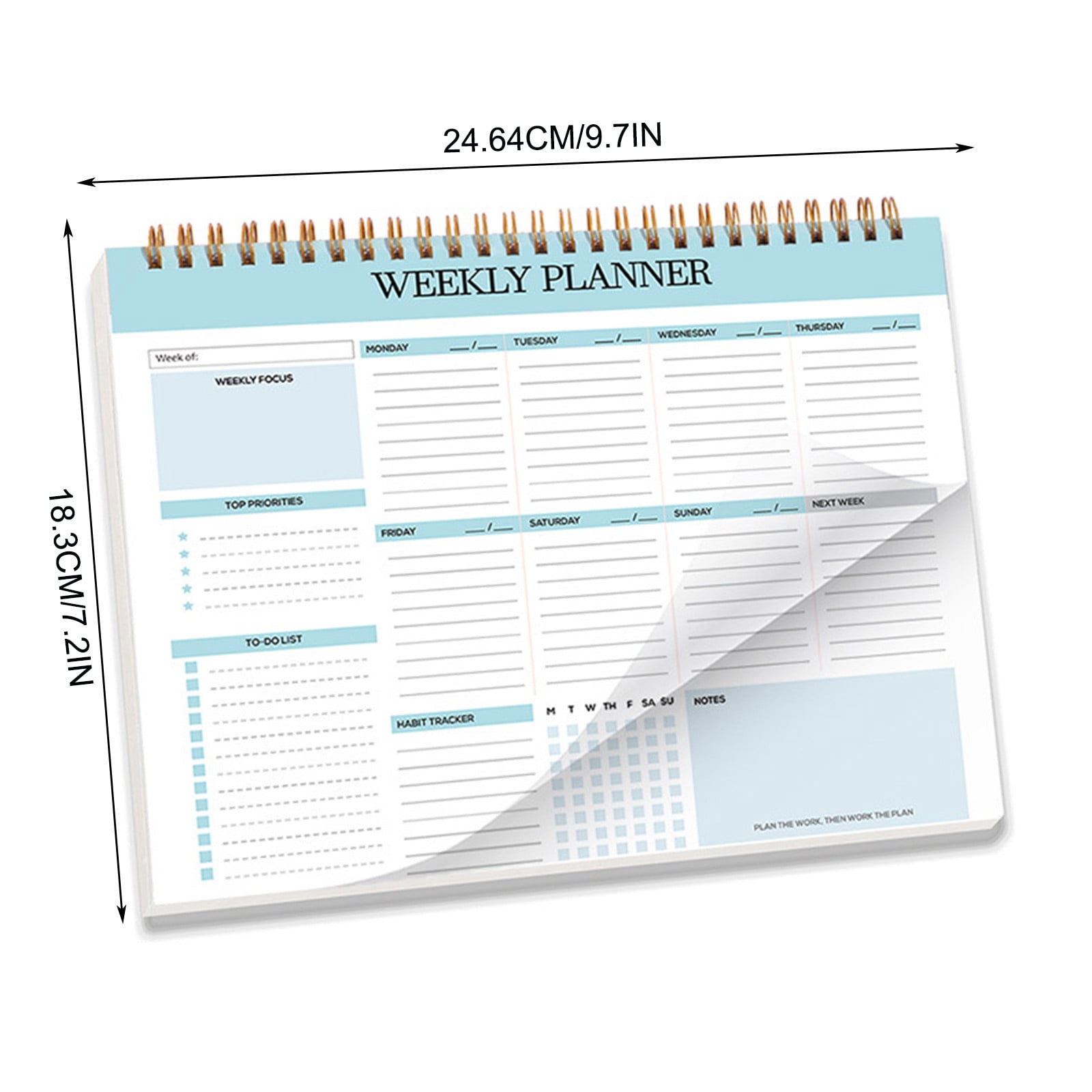 B5 Weekly Planner Coil Book, Undated Work Punch Card & Life Record Notebook, 52 Pages with Daily Task List, Boosts Productivity, 9.76 x 7.28 Inch