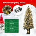 thumbnail image 5 of 2 Set Artificial Christmas Tree, 4.5ft Pre-Lit Potted Snow Flocked Christmas Tree with 200 Warm White Lights, Holiday Xmas Tree with 4 Berries Clusters, 5 of 8