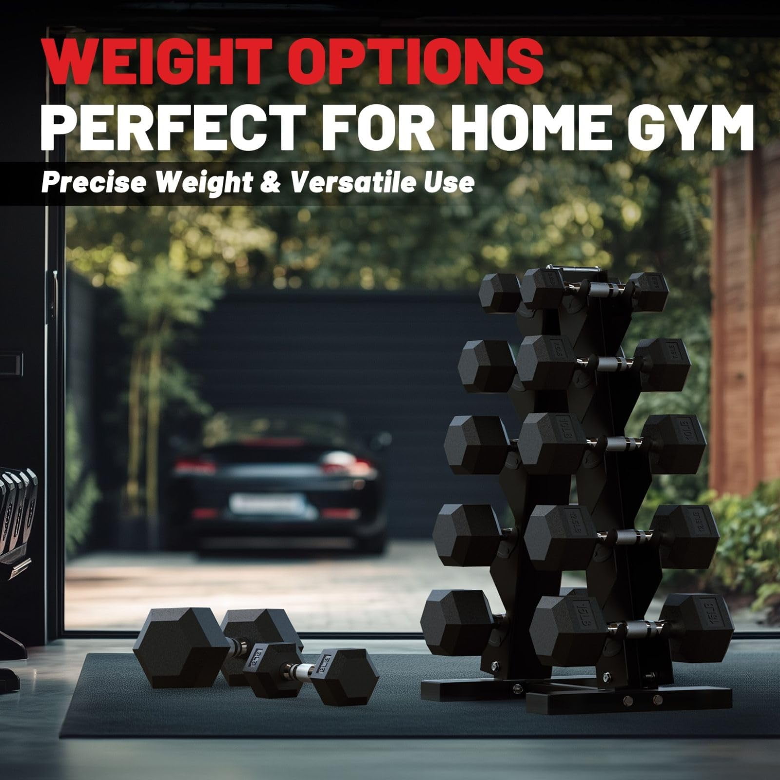ROALW HEX Dumbbell 105 lb Set, Rubber Encased Home Gym Dumbbells, Exercise & Fitness Weights Dumbbells for Women & Men, Hand Weight for Strength Training