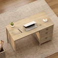thumbnail image 2 of Joyyskill 47" Executive Desk with File Drawer, Farmhouse Home Office Desk with Storage Drawer Wood Computer Writing Desk, Light Oak, 2 of 5